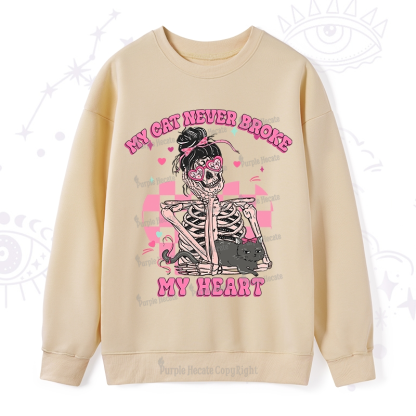 Purplehecate My Cat Never Broke My Heart Valentine Sweatshirt