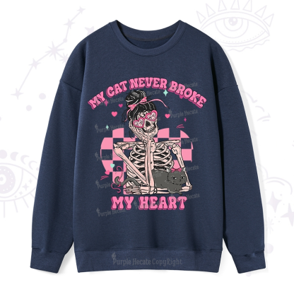Purplehecate My Cat Never Broke My Heart Valentine Sweatshirt