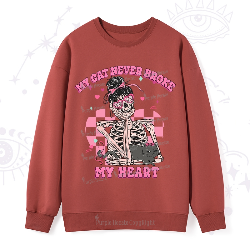 Purplehecate My Cat Never Broke My Heart Valentine Sweatshirt