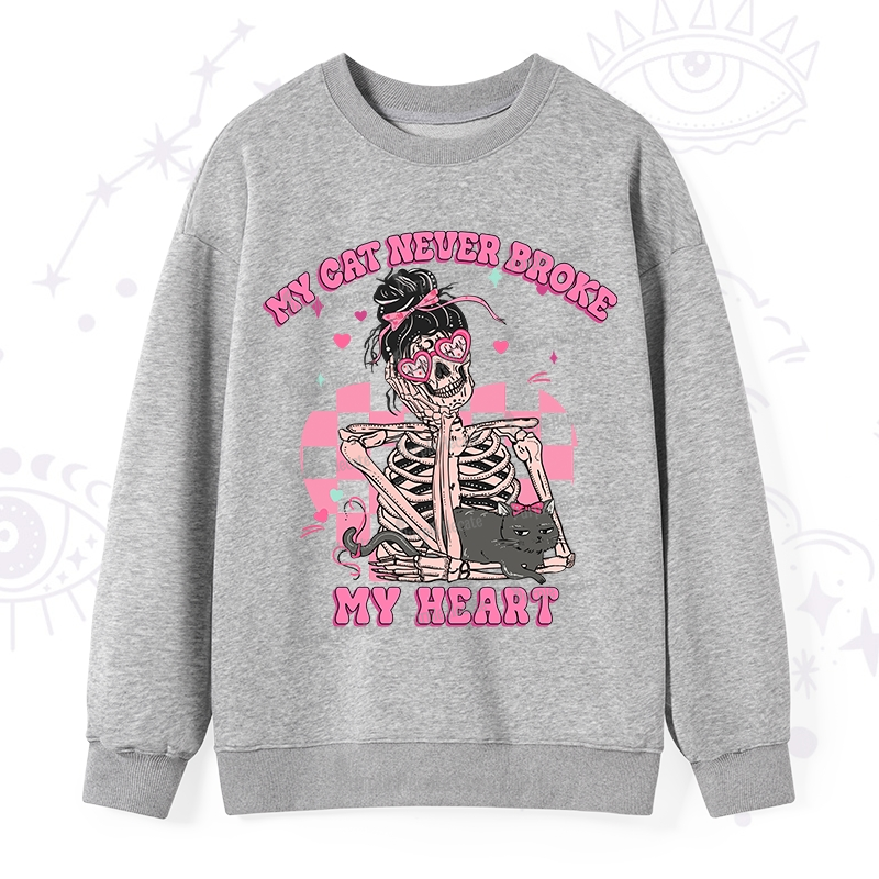 Purplehecate My Cat Never Broke My Heart Valentine Sweatshirt