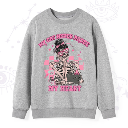 Purplehecate My Cat Never Broke My Heart Valentine Sweatshirt