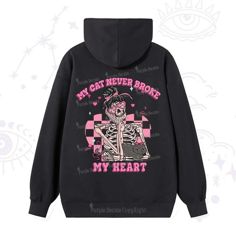 Purplehecate My Cat Never Broke My Heart Valentine Hoodie