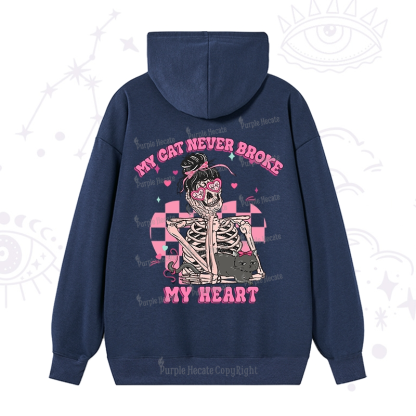 Purplehecate My Cat Never Broke My Heart Valentine Hoodie