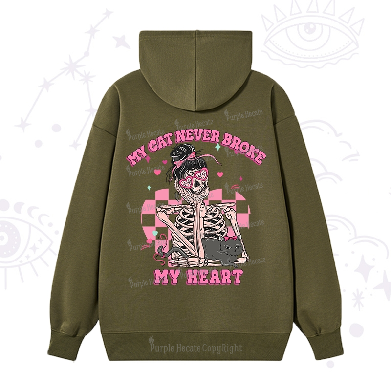 Purplehecate My Cat Never Broke My Heart Valentine Hoodie