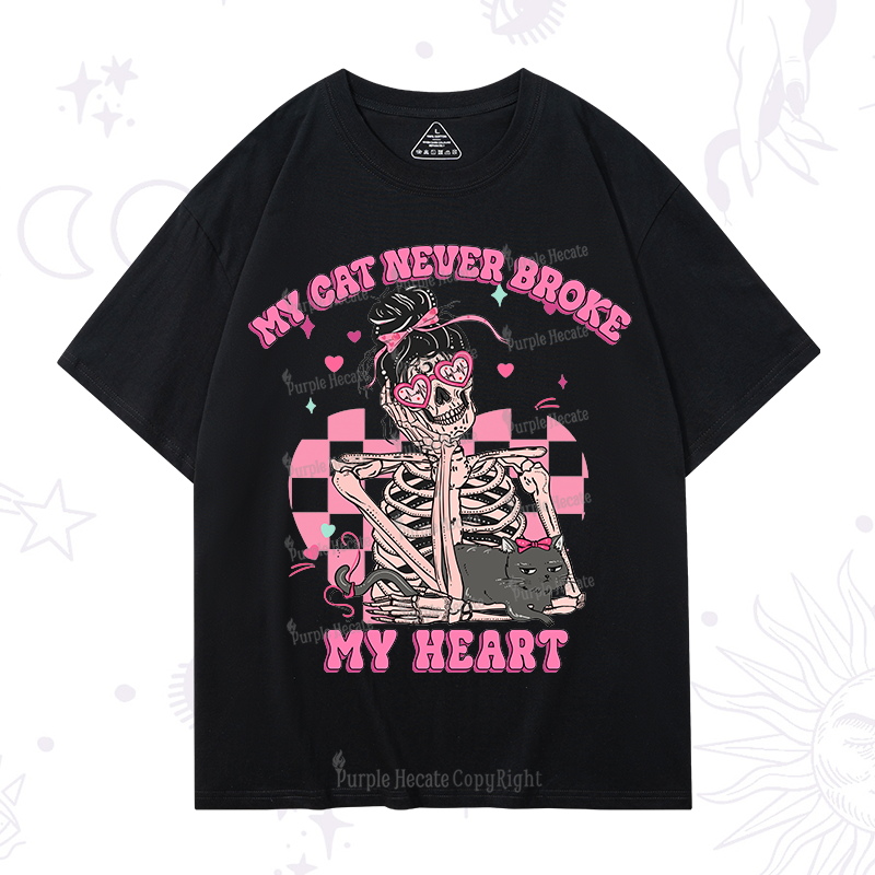 Purplehecate My Cat Never Broke My Heart Valentine T-Shirt