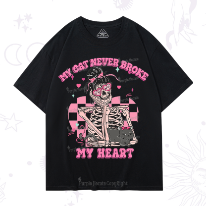 Purplehecate My Cat Never Broke My Heart Valentine T-Shirt