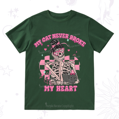 Purplehecate My Cat Never Broke My Heart Valentine T-Shirt