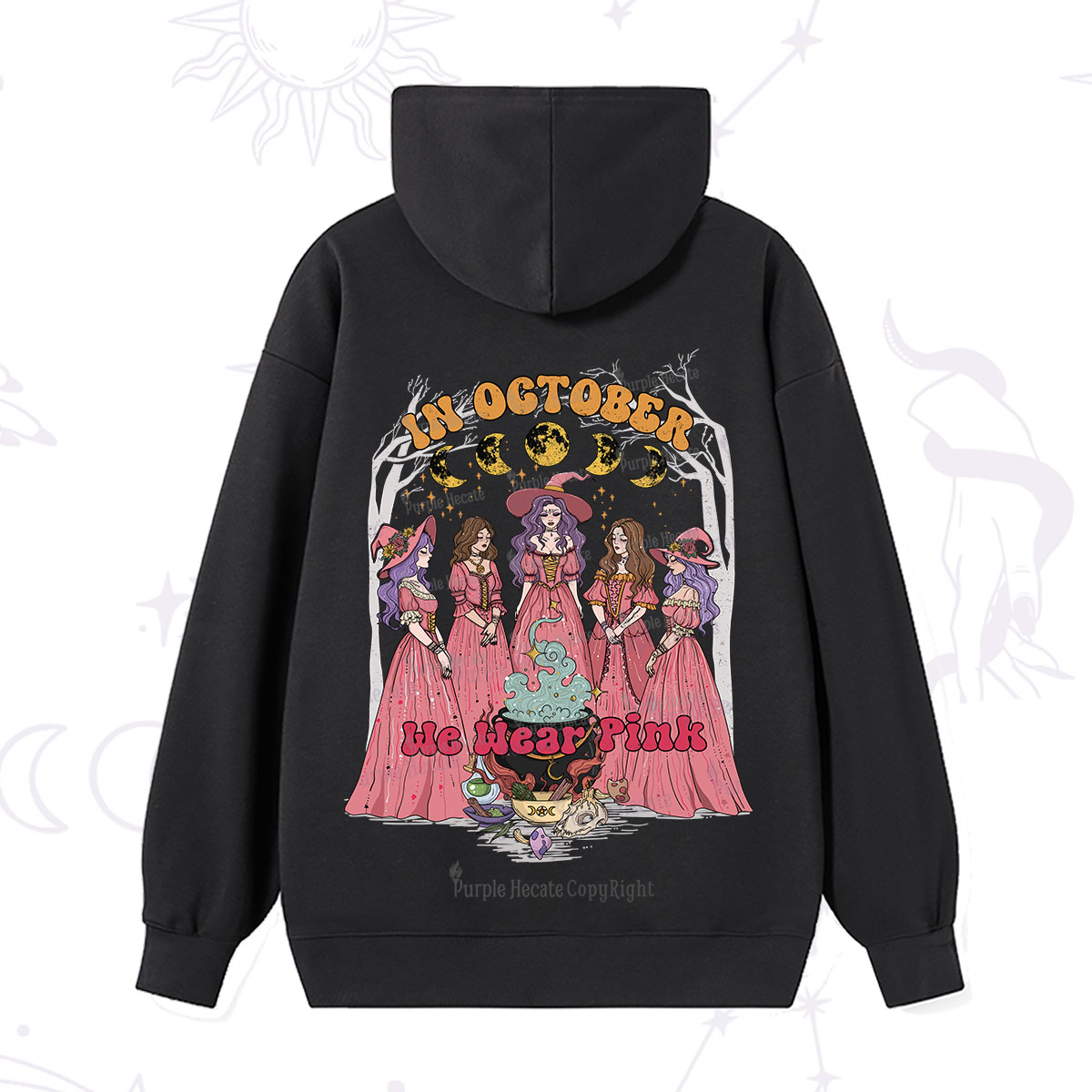Purplehecate In October We Wear Pink Halloween Hoodie