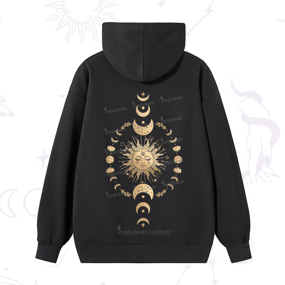 Purplehecate Celestial Sun & Moon Phases Hoodie
