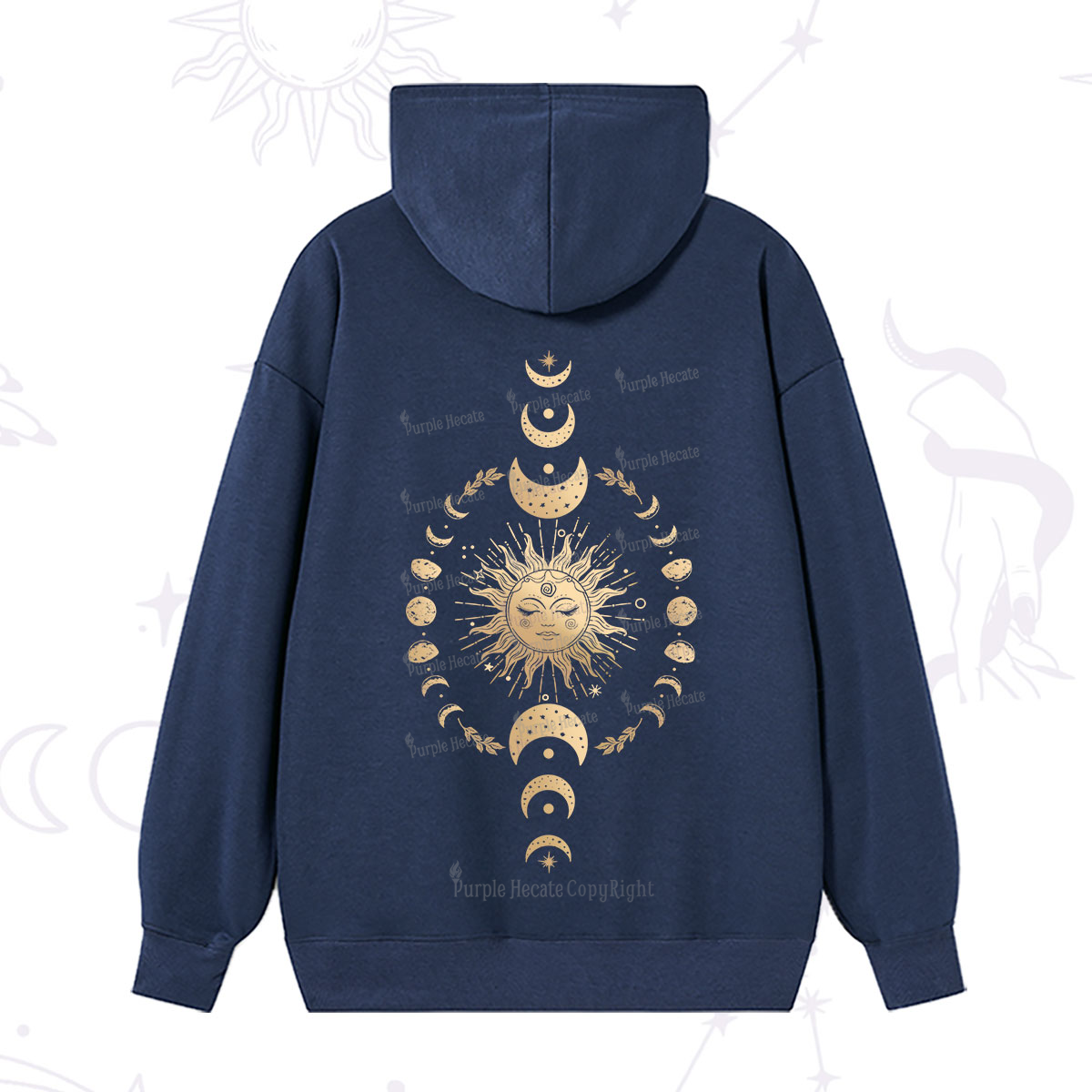 Purplehecate Celestial Sun & Moon Phases Hoodie