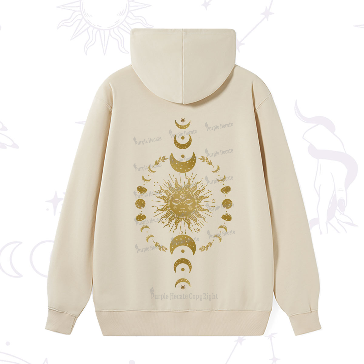 Purplehecate Celestial Sun & Moon Phases Hoodie