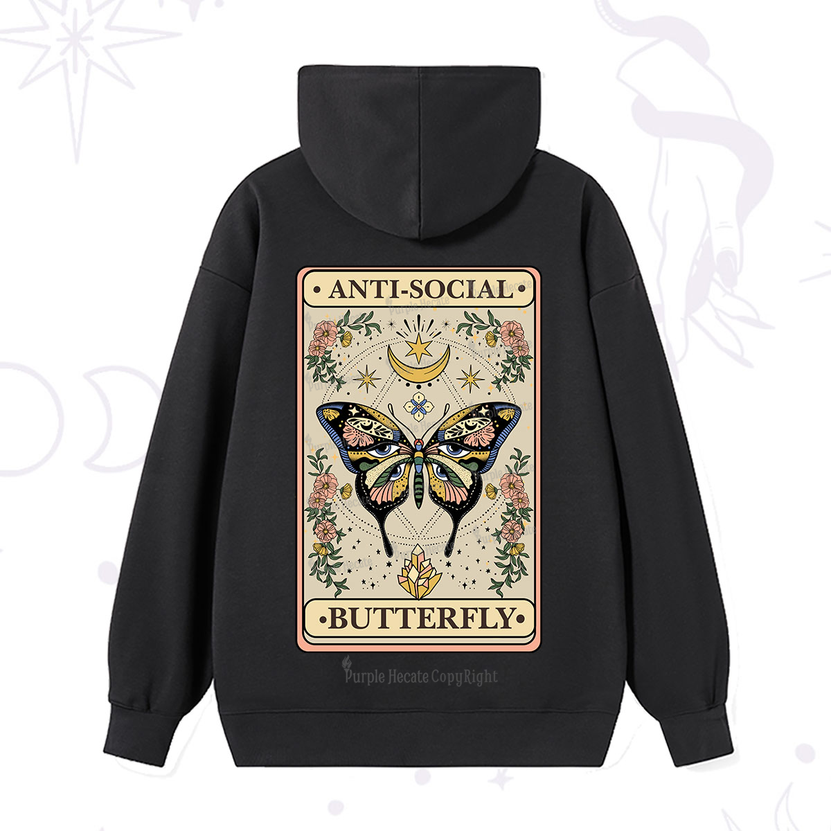 Purplehecate The Anti Social Nutterfly Oracle Card Hoodie