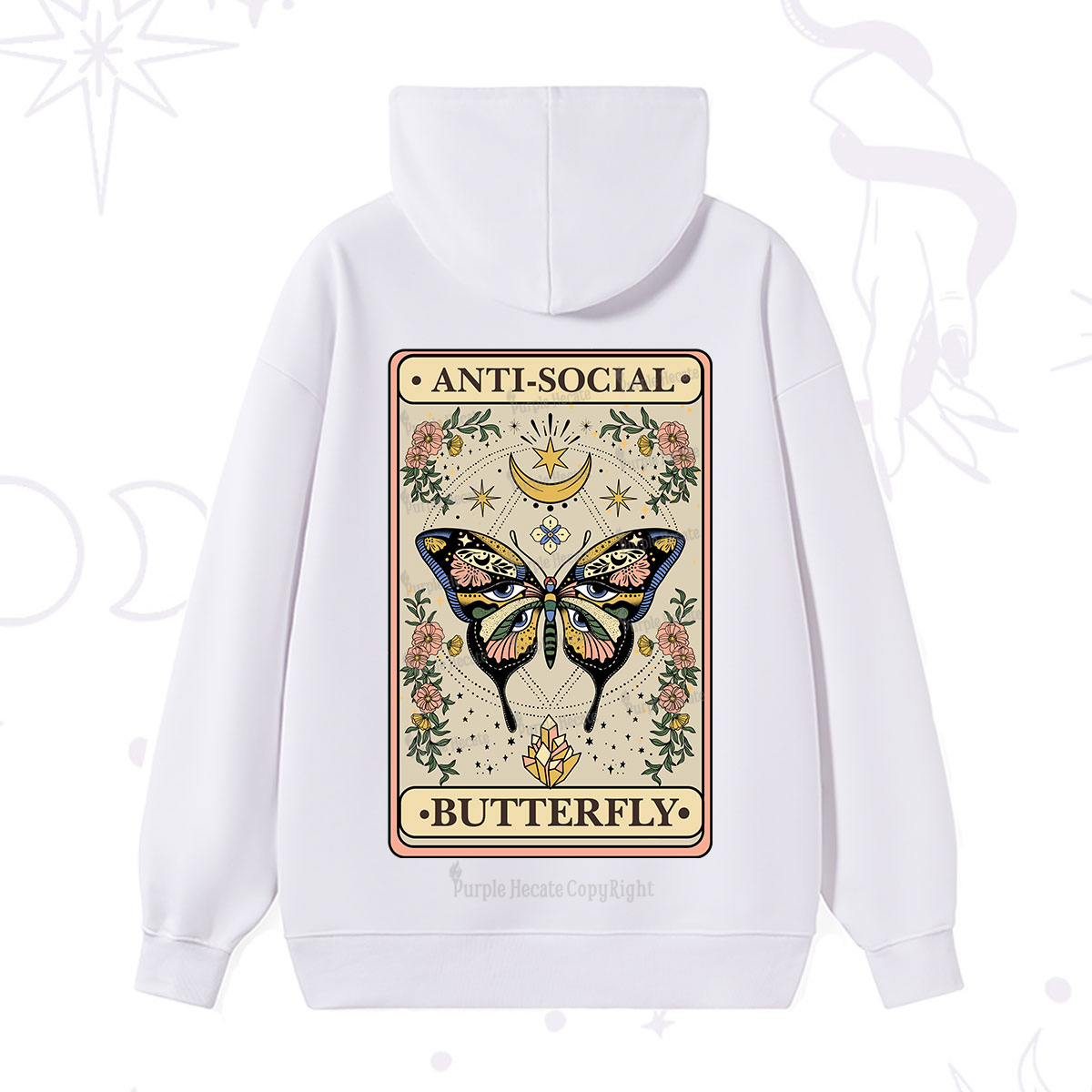 Purplehecate The Anti Social Nutterfly Oracle Card Hoodie