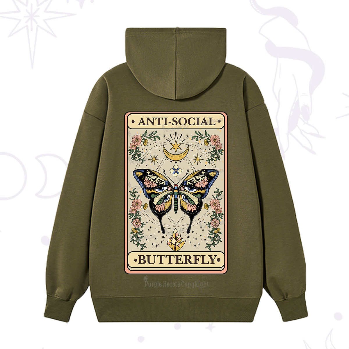 Purplehecate The Anti Social Nutterfly Oracle Card Hoodie