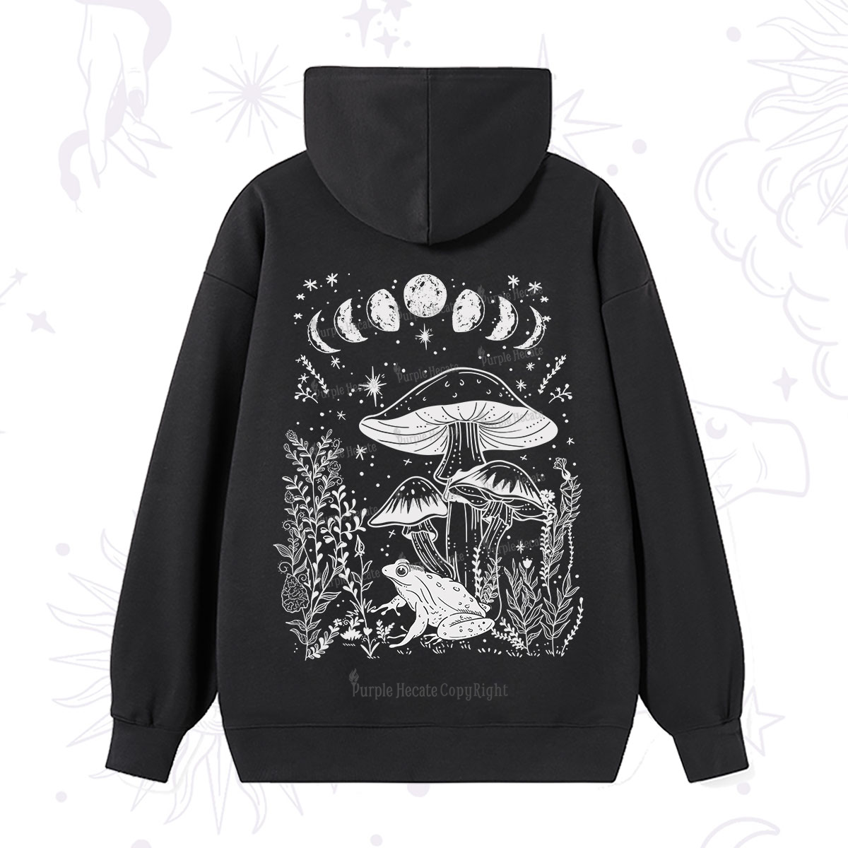 Purplehecate Celestial Frog Mushrooms Hoodie