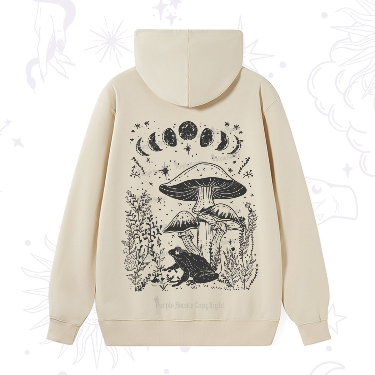 Purplehecate Celestial Frog Mushrooms Hoodie