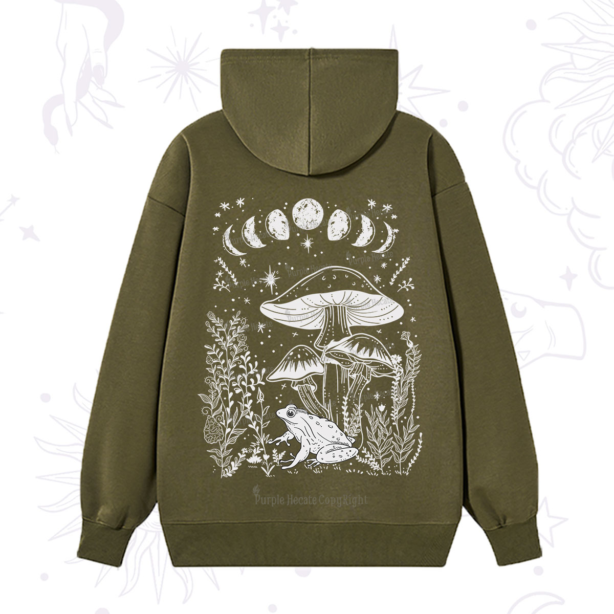 Purplehecate Celestial Frog Mushrooms Hoodie