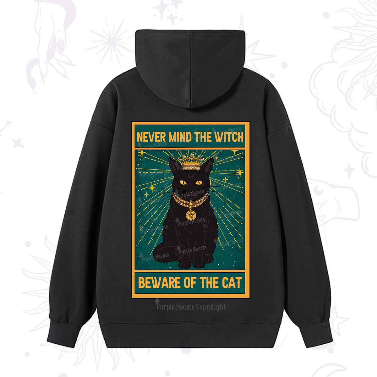Purplehecate The Never Mind The Witch Beware Of The Cat Oracle Card Hoodie
