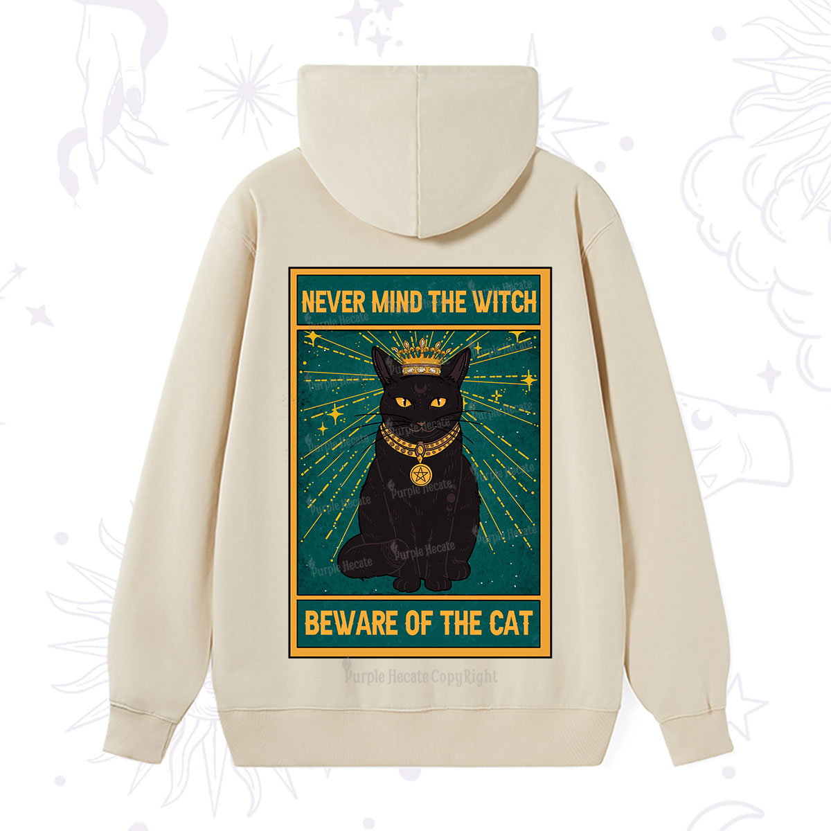Purplehecate The Never Mind The Witch Beware Of The Cat Oracle Card Hoodie