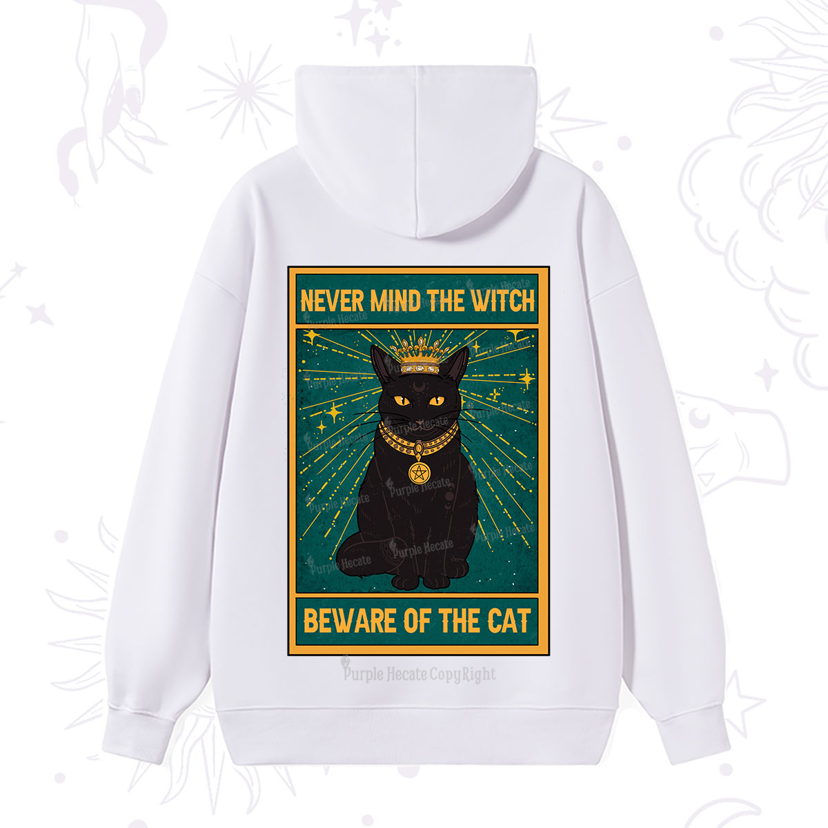 Purplehecate The Never Mind The Witch Beware Of The Cat Oracle Card Hoodie