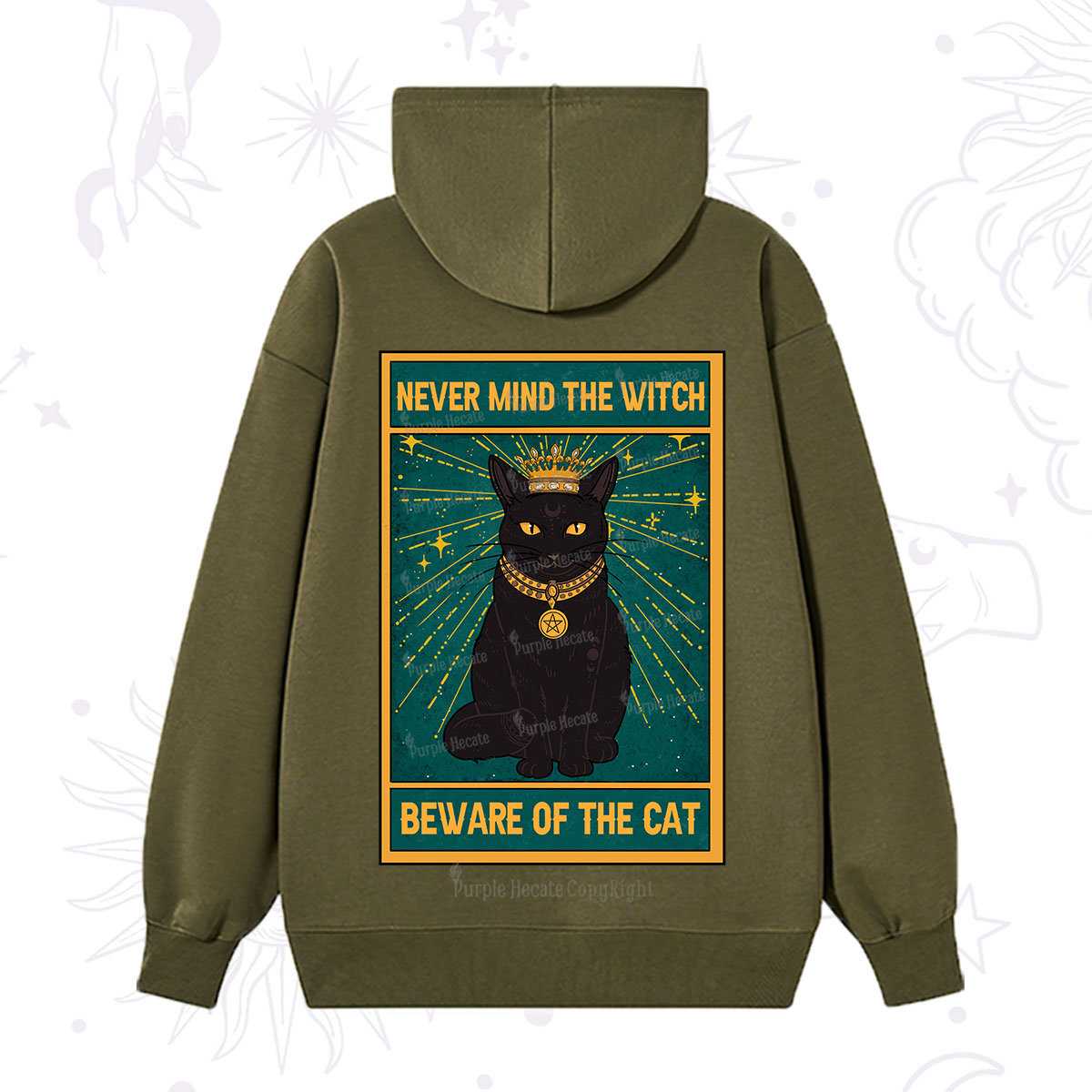 Purplehecate The Never Mind The Witch Beware Of The Cat Oracle Card Hoodie