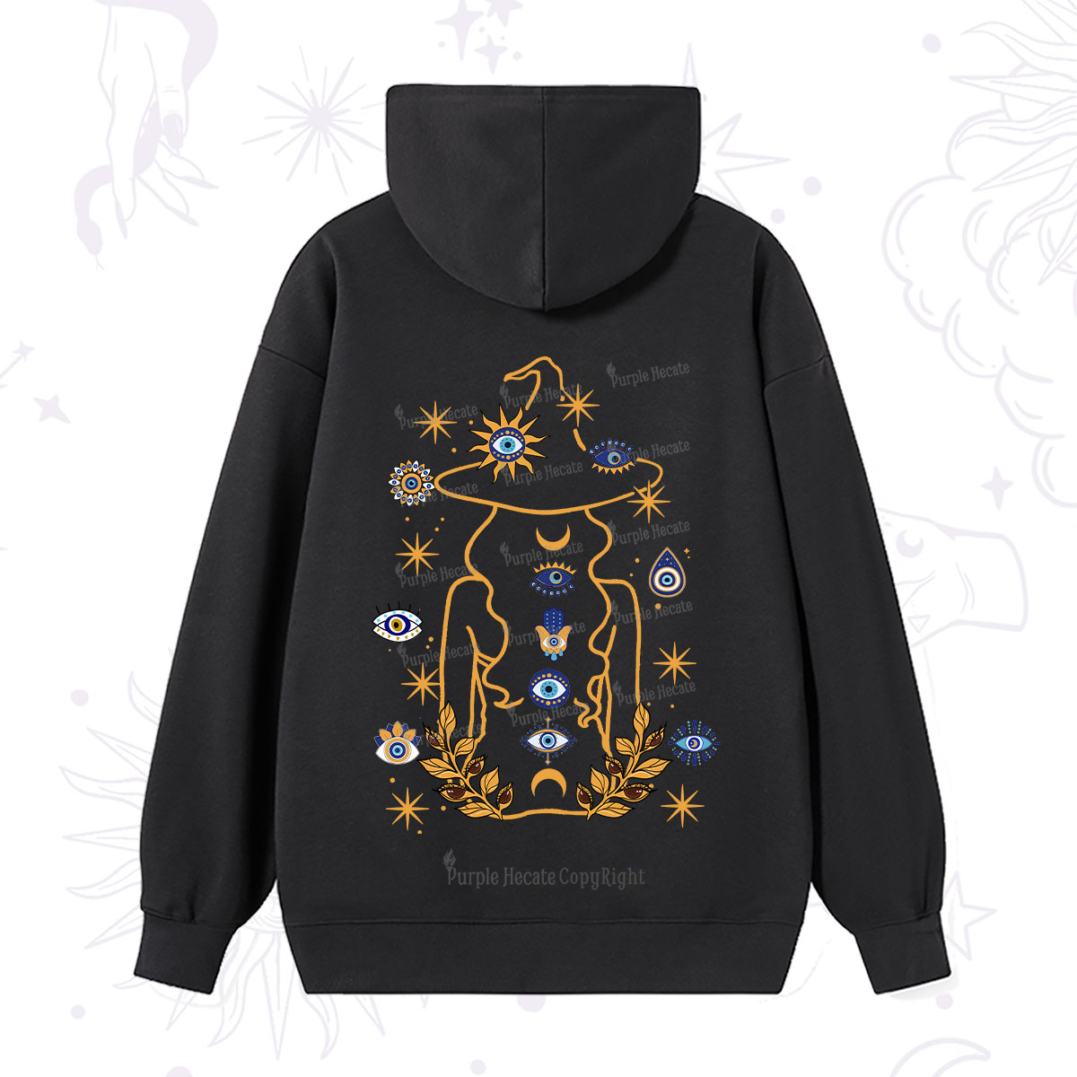 Purplehecate Evil Eye Woman Back Hoodie