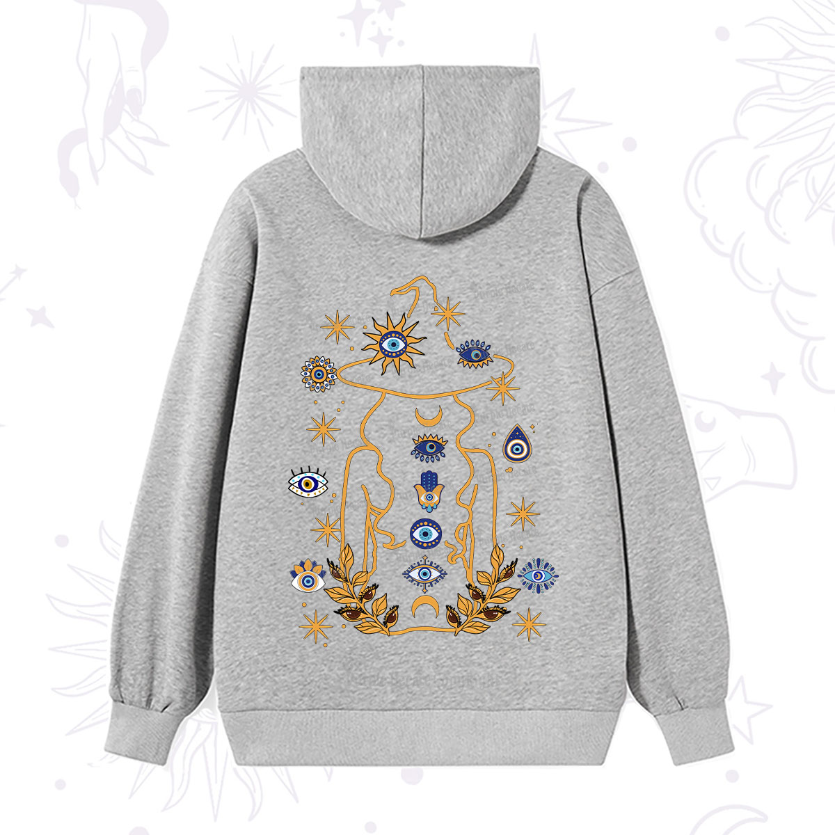 Purplehecate Evil Eye Woman Back Hoodie
