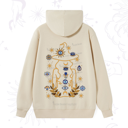 Purplehecate Evil Eye Woman Back Hoodie