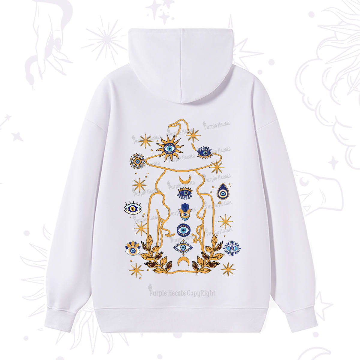 Purplehecate Evil Eye Woman Back Hoodie