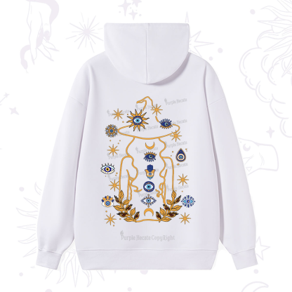 Purplehecate Evil Eye Woman Back Hoodie