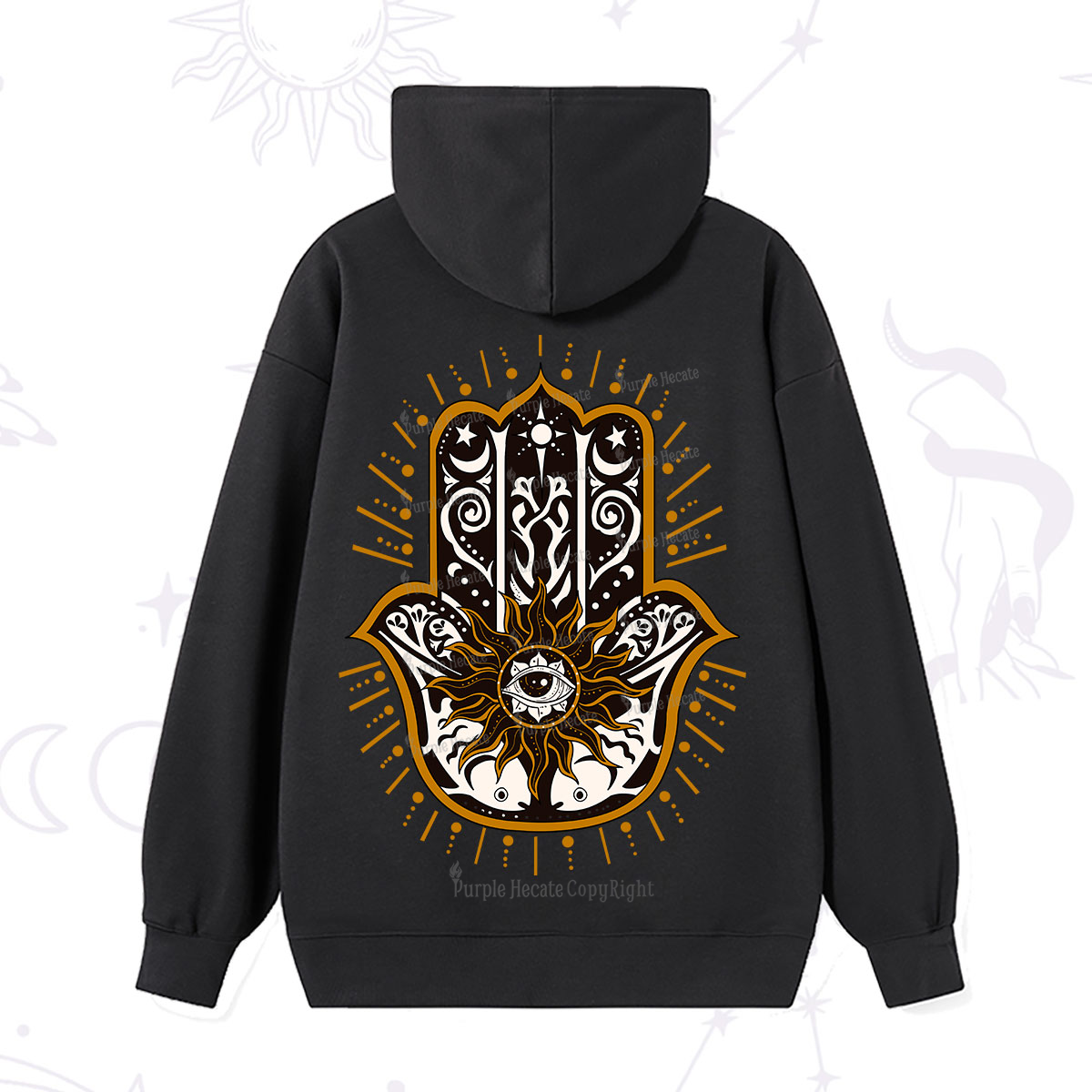 Purplehecate The Sun Eye Hamsa Hoodie
