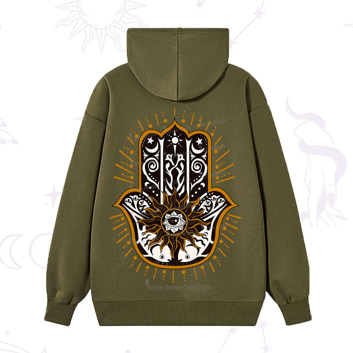 Purplehecate The Sun Eye Hamsa Hoodie