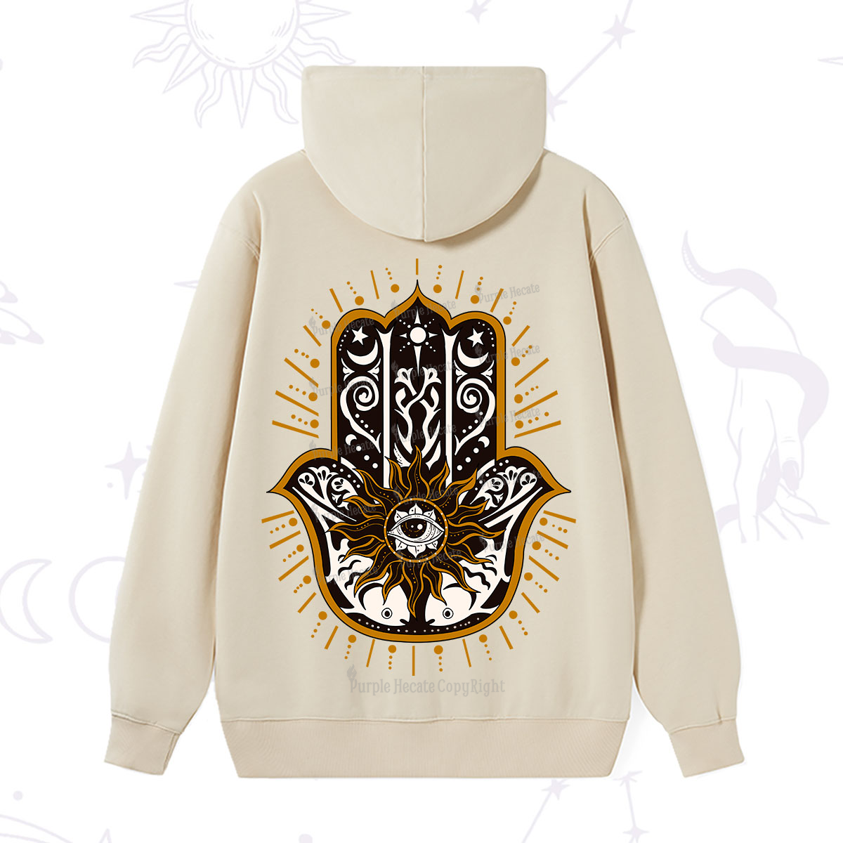 Purplehecate The Sun Eye Hamsa Hoodie