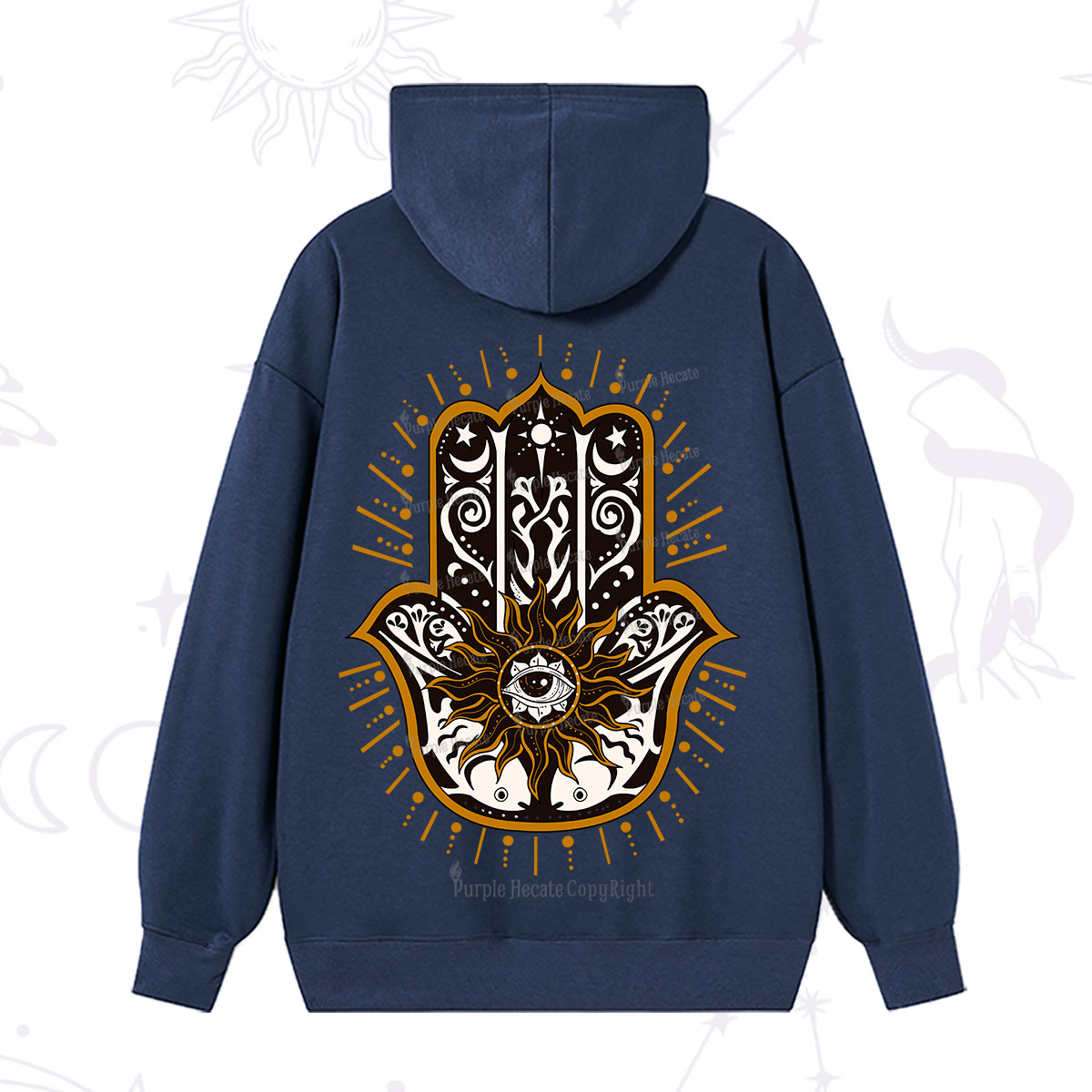 Purplehecate The Sun Eye Hamsa Hoodie