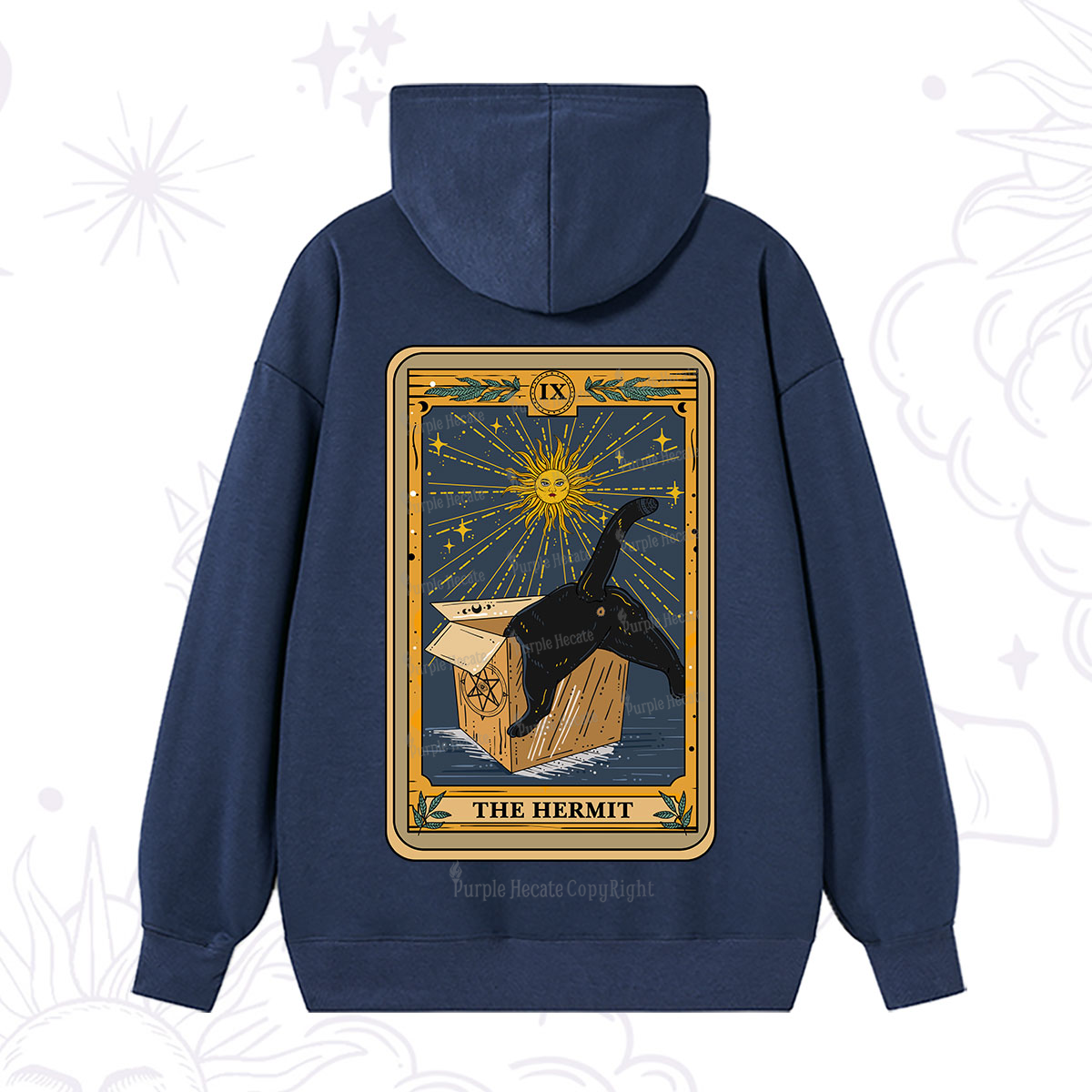 Purplehecate The Cardboard Hermit Cat Tarot Hoodie