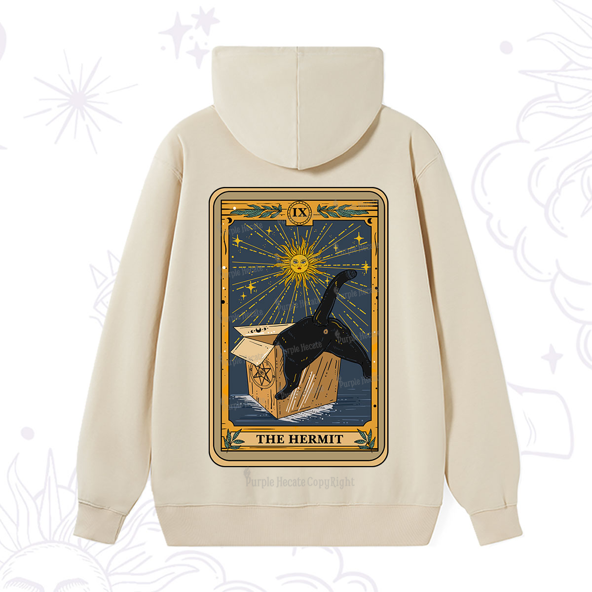 Purplehecate The Cardboard Hermit Cat Tarot Hoodie