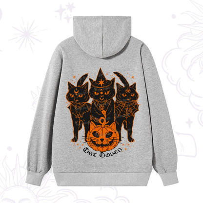 Purplehecate Pumpkin Witch Cat Coven Halloween Hoodie