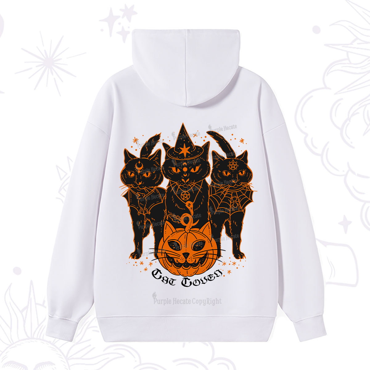 Purplehecate Pumpkin Witch Cat Coven Halloween Hoodie