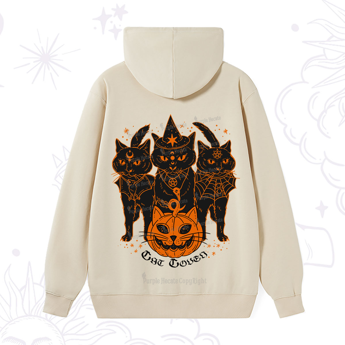Purplehecate Pumpkin Witch Cat Coven Halloween Hoodie