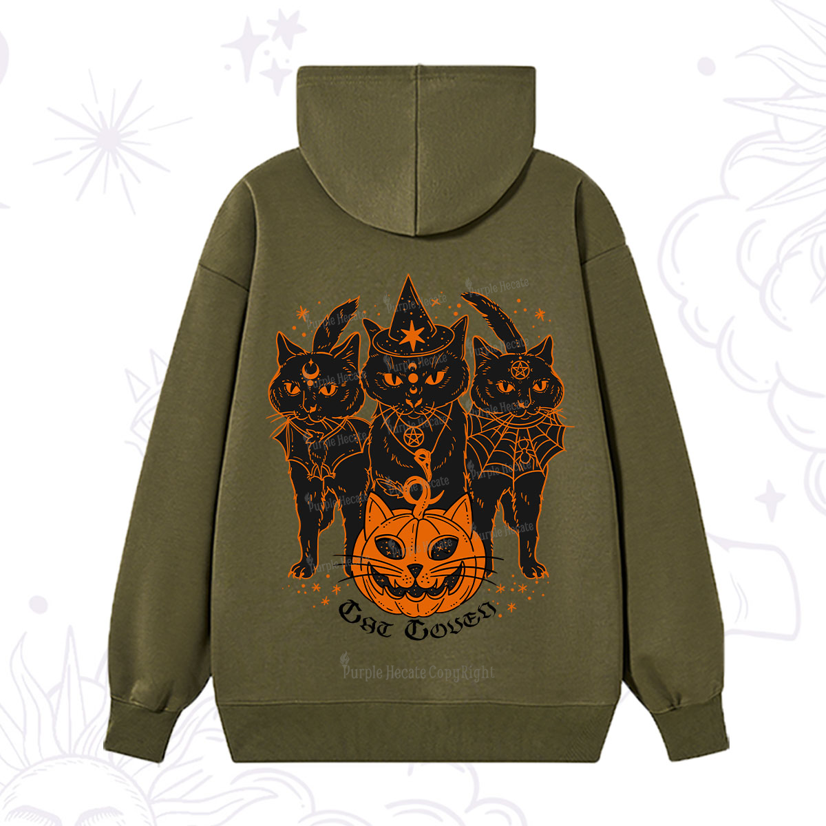 Purplehecate Pumpkin Witch Cat Coven Halloween Hoodie