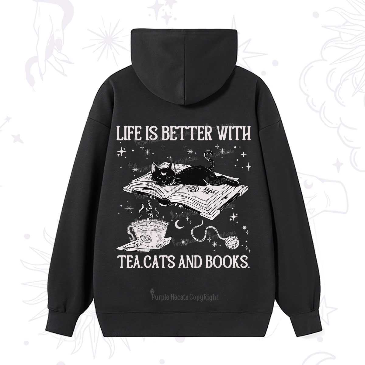 Purplehecate Life Is Better With Cats And Books Hoodie