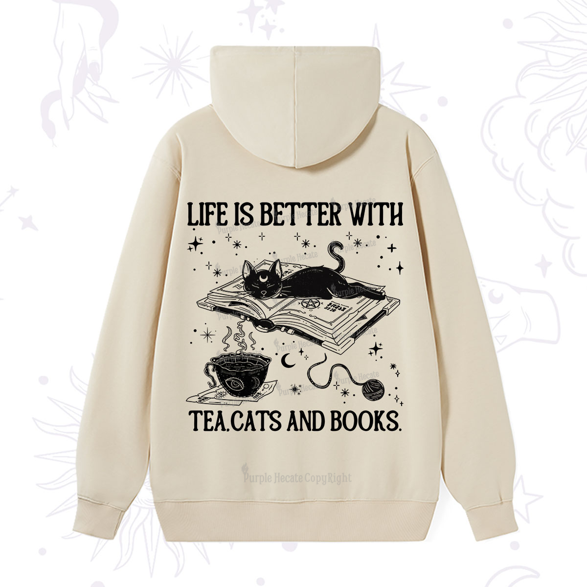 Purplehecate Life Is Better With Cats And Books Hoodie