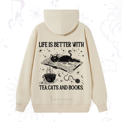 Purplehecate Life Is Better With Cats And Books Hoodie
