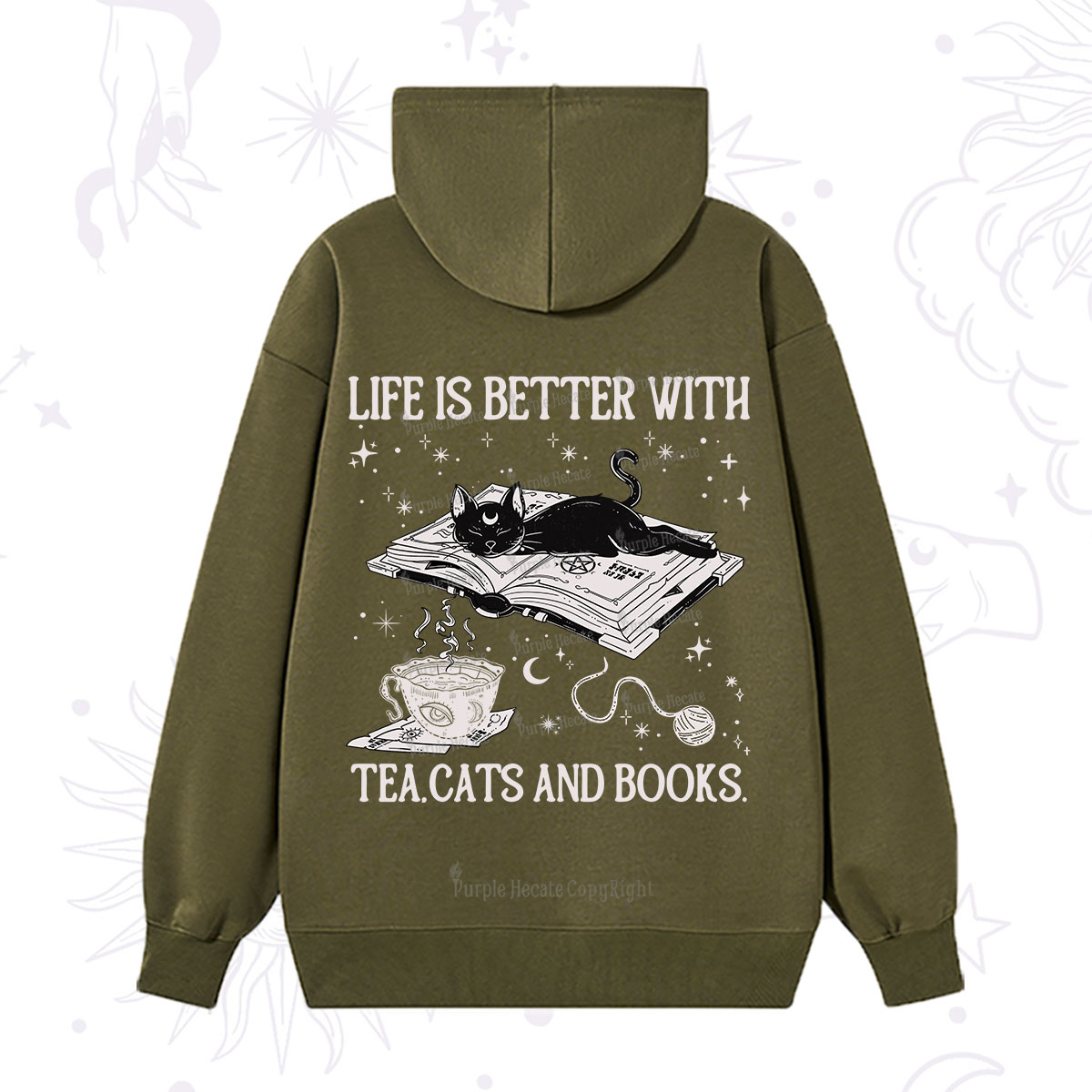 Purplehecate Life Is Better With Cats And Books Hoodie