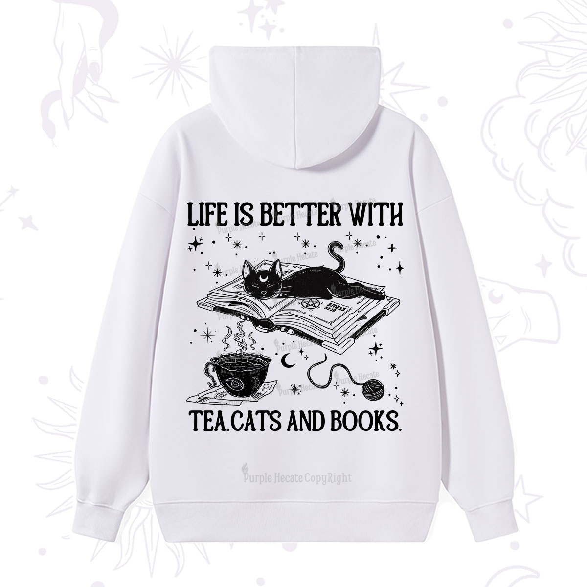 Purplehecate Life Is Better With Cats And Books Hoodie