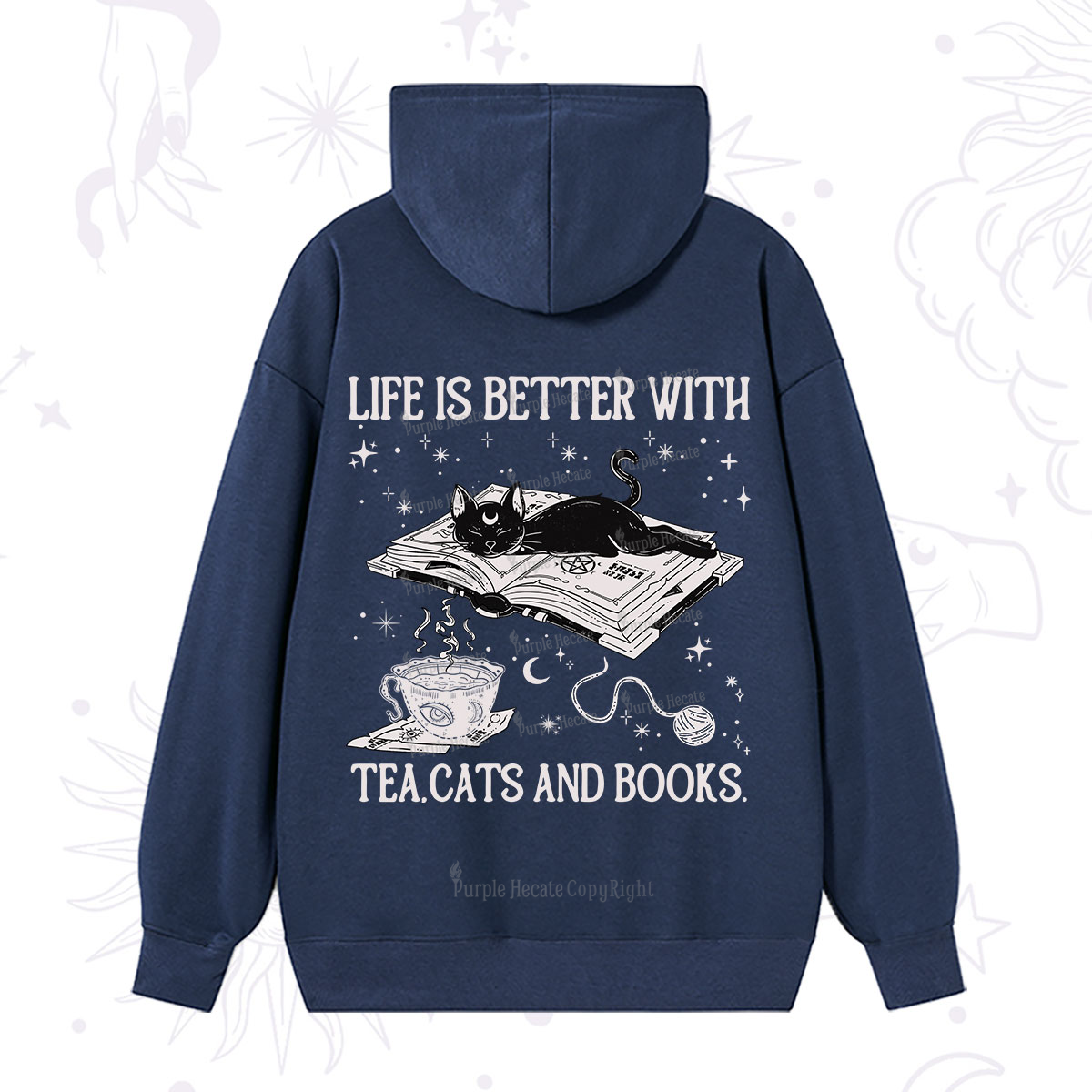 Purplehecate Life Is Better With Cats And Books Hoodie