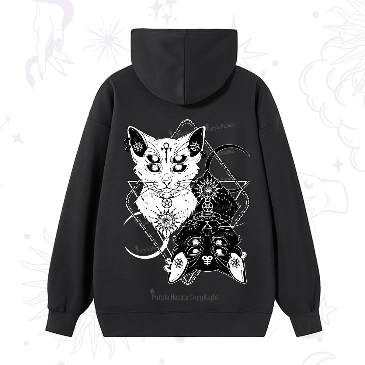 Purplehecate Occult Mirror Cats Hoodie
