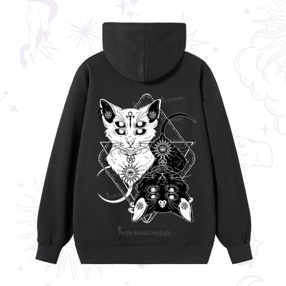 Purplehecate Occult Mirror Cats Hoodie