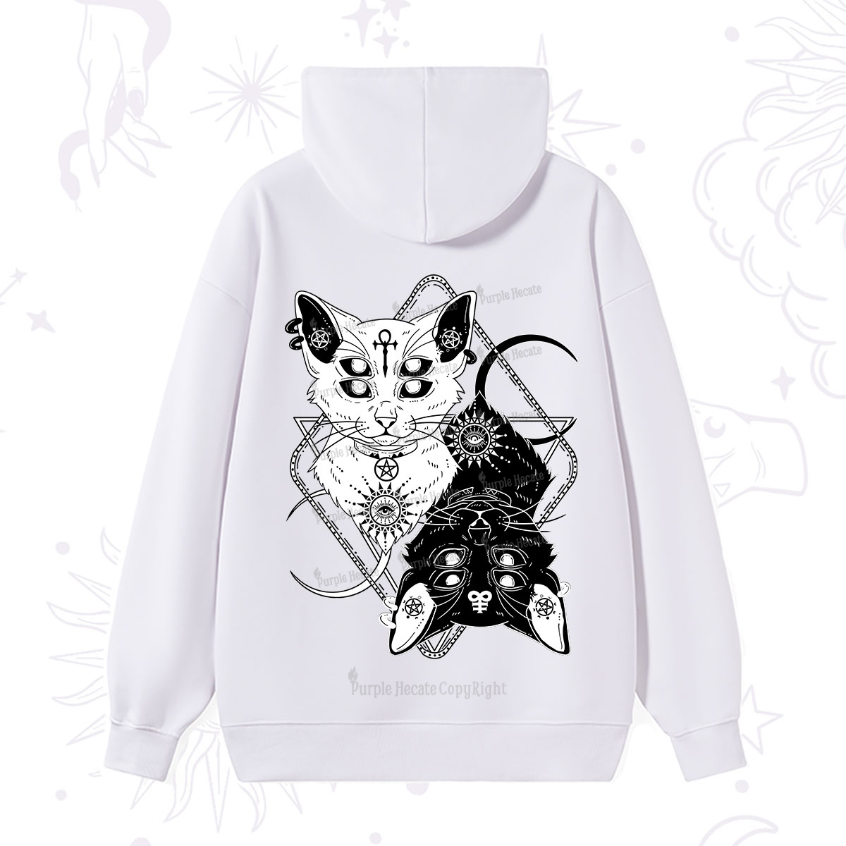 Purplehecate Occult Mirror Cats Hoodie