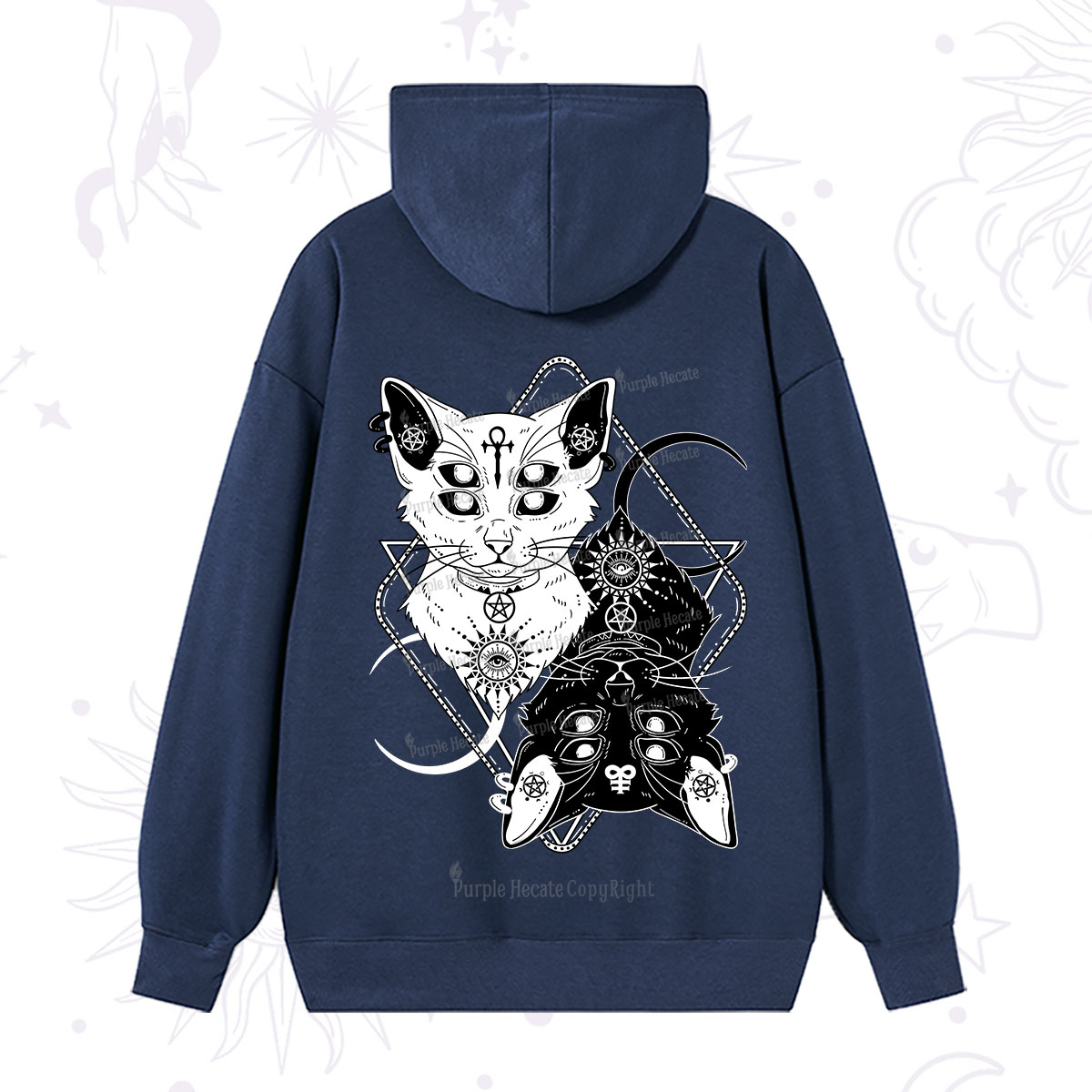 Purplehecate Occult Mirror Cats Hoodie